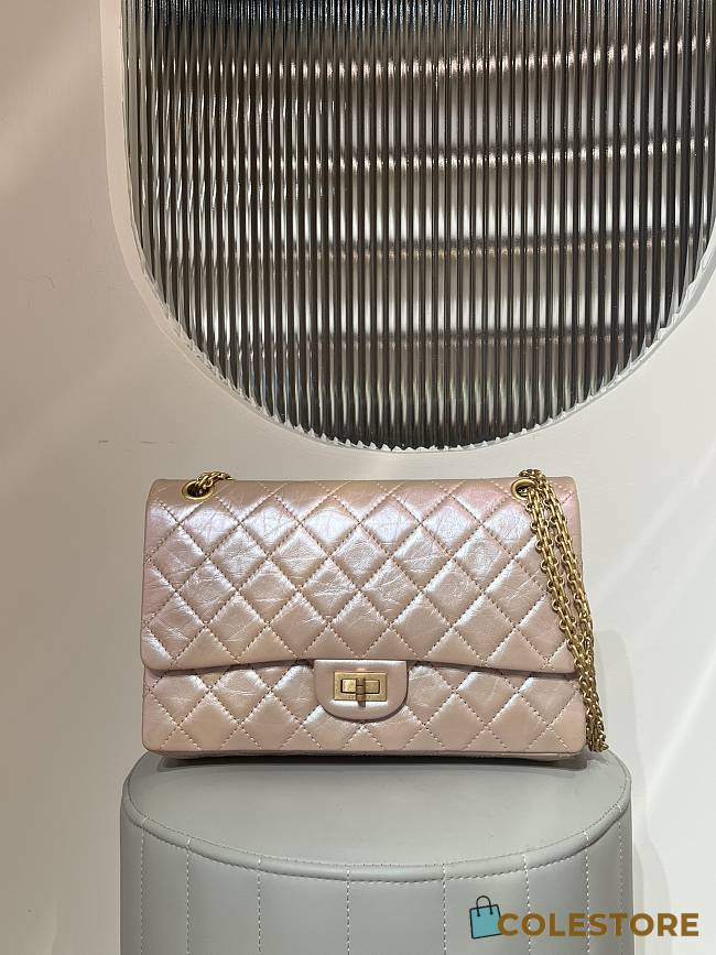 Colestore Chanel 2.55 Handbag Aged Calfskin & Gold-Tone Metal Pearl Beige  19.5x28x7.5cm - 1