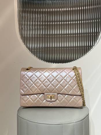 Colestore Chanel 2.55 Handbag Aged Calfskin & Gold-Tone Metal Pearl Beige  19.5x28x7.5cm