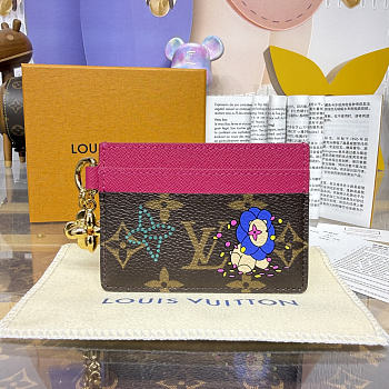 Colestore Louis Vuitton LV Charms Card Holder Monogram Pink 10.2 x 7.3 x 0.3 cm