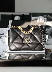 Colestore Chanel 19 Bag Shiny lambskin, Gold, Silver & Ruthenium Plated Metal Black 16x26x9cm - 1