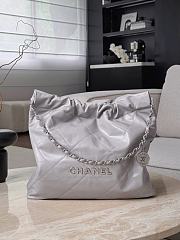 Colestore Chanel 22 Bag Glossy Calfskin & Silver Metal Light Gray 42x39x8cm - 1