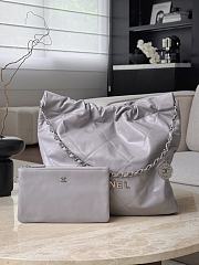Colestore Chanel 22 Bag Glossy Calfskin & Silver Metal Light Gray 42x39x8cm - 6