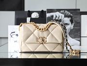 	 Colestore Chanel 19 Bag Shiny lambskin, Gold, Silver & Ruthenium Plated Metal Ivory Beige 16x26x9cm - 1