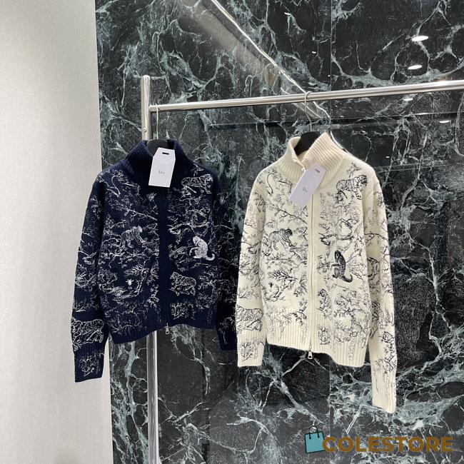 Colestore Dior DiorAlps Mock-Neck Cardigan White/Navy - 1