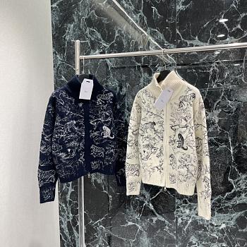 Colestore Dior DiorAlps Mock-Neck Cardigan White/Navy