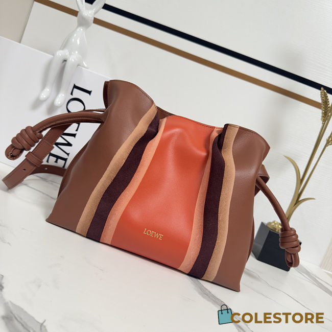Colestore Loewe Medium Flamenco Clutch Landscape in Nappa Calfskin Pecan/Parrot Pink 30x24.5x10.5cm - 1