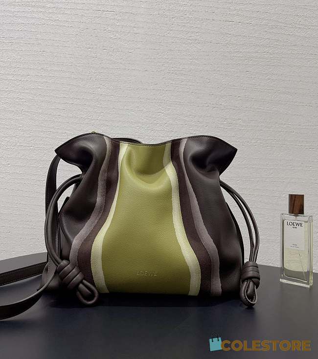 Colestore Loewe Medium Flamenco Clutch Landscape in Nappa Calfskin Chocolate/Light Moss 30x24.5x10.5cm - 1