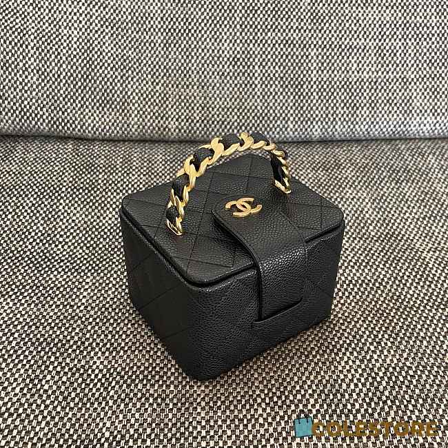 	 Colestore Chanel Vintage Chanel Rectangular Vanity Box Black 11x9.5x8.5cm - 1