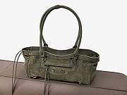 Colestore Balenciaga Le City Bag East-West in Army Green Suede Calfskin Brass Hardware 32x9x17cm - 3