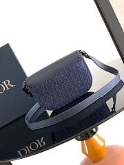 Colestore Dior Mini Saddle Messenger Bag with Flap Deep Blue Dior Oblique Trio Jacquard and Deep Blue Grained Calfskin 20 x 13.5 x 5.5cm - 2