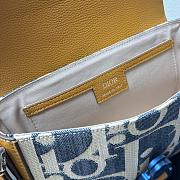 Colestore Dior Saddle Messenger Bag Blue and Beige Raffia-Effect Dior Oblique Denim with Brown Grained Calfskin 23 x 17.5 x 6cm - 6