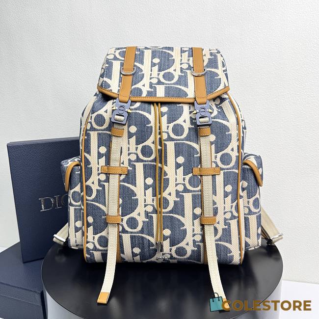 Colestore Dior Hit the Road Backpack with Flap Blue and Beige 43 x 43 x 18cm - 1