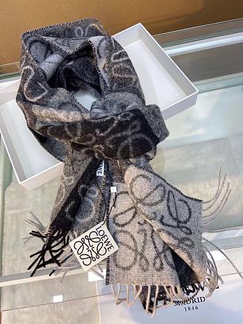 Colestore Loewe Black Checkerboard Scarf in Wool & Cashmere