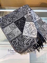 Colestore Loewe Black Checkerboard Scarf in Wool & Cashmere - 3