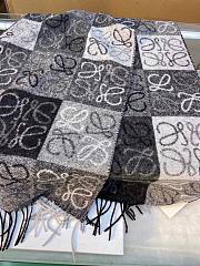 Colestore Loewe Black Checkerboard Scarf in Wool & Cashmere - 2