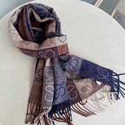 Colestore Loewe Brown and Blue Checkerboard Scarf in Wool & Cashmere - 6
