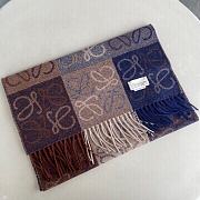 Colestore Loewe Brown and Blue Checkerboard Scarf in Wool & Cashmere - 5