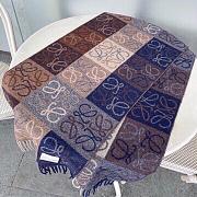 Colestore Loewe Brown and Blue Checkerboard Scarf in Wool & Cashmere - 3