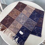Colestore Loewe Brown and Blue Checkerboard Scarf in Wool & Cashmere - 2