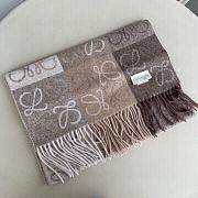 Colestore Loewe Beige and Grey Checkerboard Scarf in Wool & Cashmere - 5