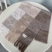 Colestore Loewe Beige and Grey Checkerboard Scarf in Wool & Cashmere - 2