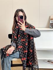Colestore Louis Vuitton Cherry Black Scarf in Wool & Cashmere - 5