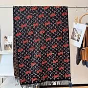 Colestore Louis Vuitton Cherry Black Scarf in Wool & Cashmere - 3