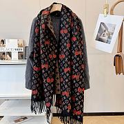Colestore Louis Vuitton Cherry Black Scarf in Wool & Cashmere - 2