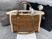 Colestore Chanel Shopping Bag Brown Lambskin And Teddy Shearling 38cm - 1
