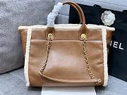 Colestore Chanel Shopping Bag Brown Lambskin And Teddy Shearling 38cm - 6