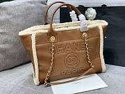 Colestore Chanel Shopping Bag Brown Lambskin And Teddy Shearling 38cm - 3