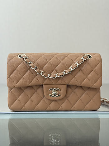 Colestore Chanel Classic Flap Bag Dark Beige Caviar Leather 23x14.5x6cm