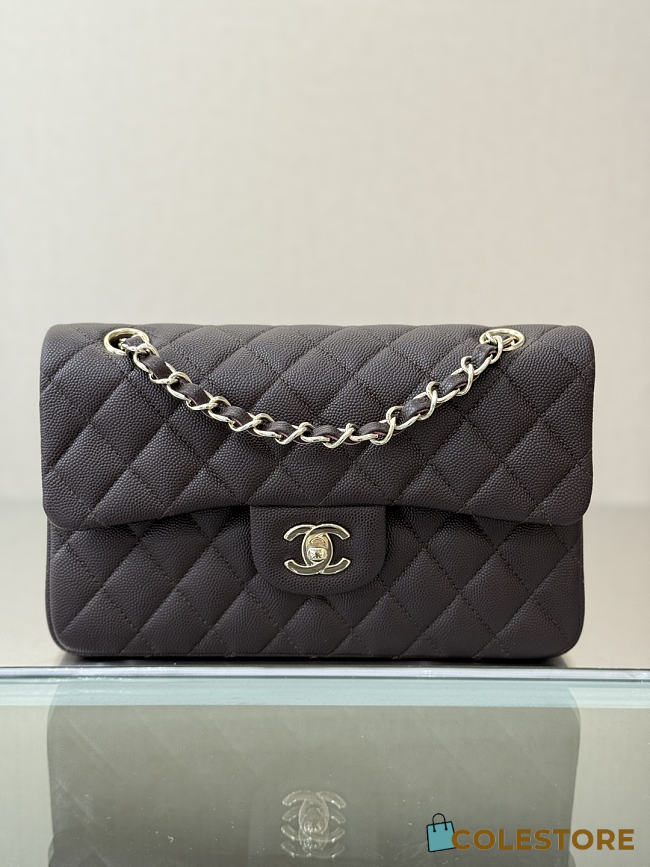 Colestore Chanel Classic Flap Bag Dark Brown Caviar Leather 23x14.5x6cm - 1