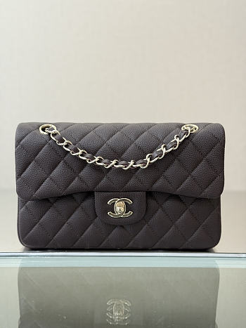 Colestore Chanel Classic Flap Bag Dark Brown Caviar Leather 23x14.5x6cm