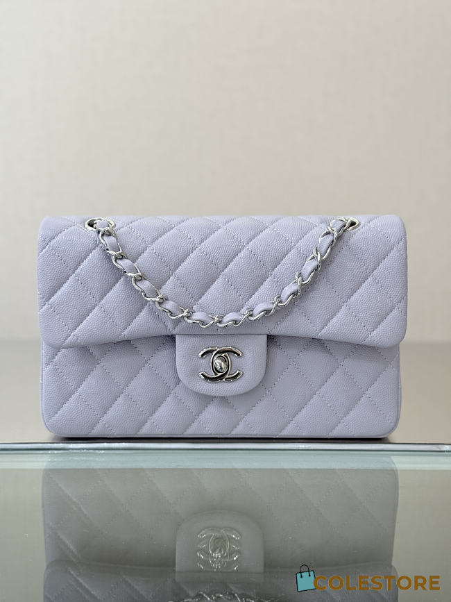 Colestore Chanel Classic Flap Bag Lilac Caviar Leather 23x14.5x6cm - 1