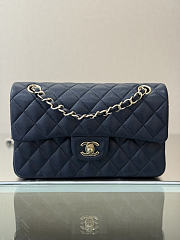 Colestore Chanel Classic Flap Bag Navy Caviar Leather 23x14.5x6cm - 1