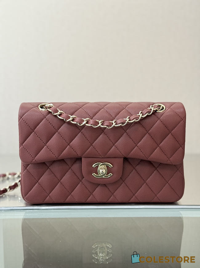 Colestore Chanel Classic Flap Bag Burgundy Caviar Leather 23x14.5x6cm - 1
