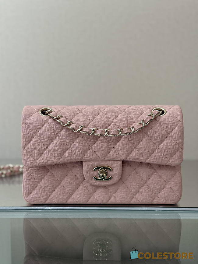 Colestore Chanel Classic Flap Bag Soft Pink Caviar Leather 23x14.5x6cm - 1