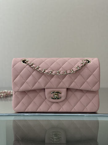 Colestore Chanel Classic Flap Bag Soft Pink Caviar Leather 23x14.5x6cm