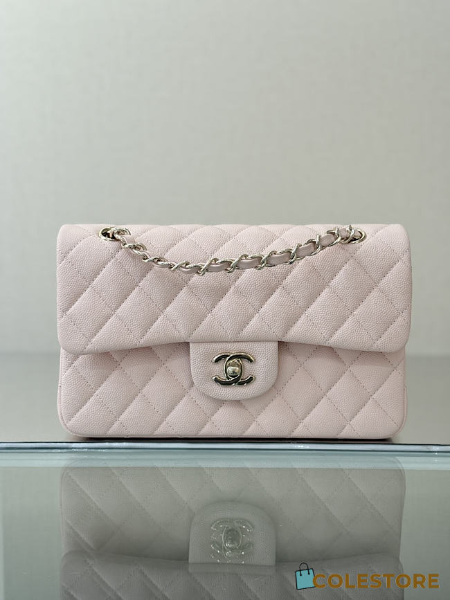 Colestore Chanel Classic Flap Bag Rose Sakura Caviar Leather 23x14.5x6cm - 1