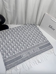 Colestore Dior Oblique Natte Scarf Cashmere Blend and Silver-Tone Metallic Thread - 4