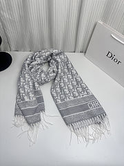 Colestore Dior Oblique Natte Scarf Cashmere Blend and Silver-Tone Metallic Thread - 3