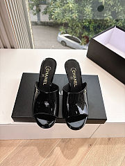 Colestore Chanel Open Heel Shoes Glossy Calfskin Black  - 6