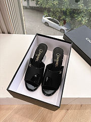 Colestore Chanel Open Heel Shoes Glossy Calfskin Black  - 5