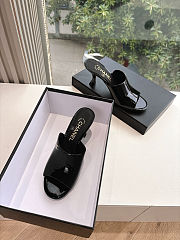 Colestore Chanel Open Heel Shoes Glossy Calfskin Black  - 4