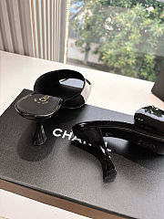 Colestore Chanel Open Heel Shoes Glossy Calfskin Black  - 3