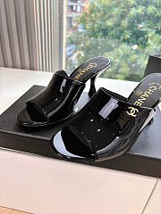 Colestore Chanel Open Heel Shoes Glossy Calfskin Black  - 2