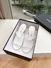 Colestore Chanel Open Heel Shoes Glossy Calfskin White - 6