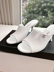 Colestore Chanel Open Heel Shoes Glossy Calfskin White - 5
