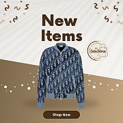 Colestore Dior Oblique Blouson Jacket Blue Wool Knit  - 1